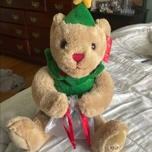 Godiva  Tan and Green Stuffed Animal Bear nwt